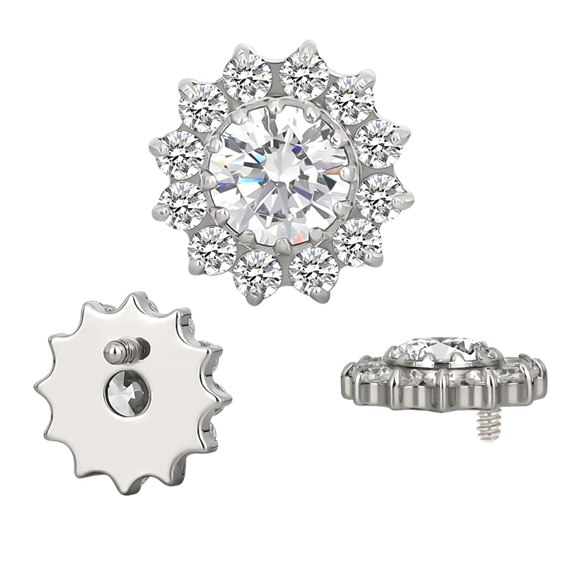 labret titanio punto luce fiore