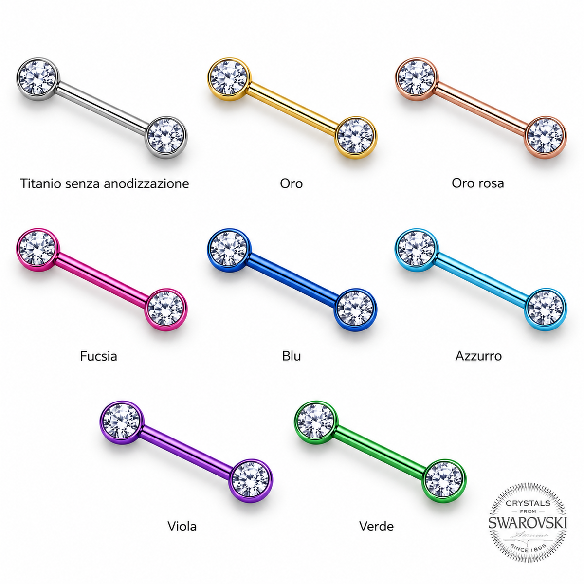 LINEA SWAROWSKI® - Piercing Nipple "Delight" - Titanio e Cristallo [T294]