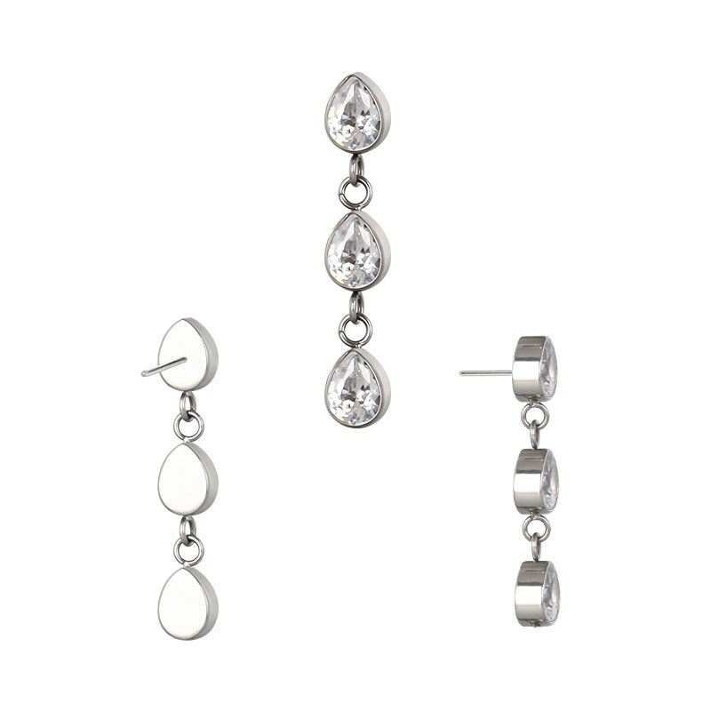 Piercing Labret Threadless "Triple Drop" - Titanio [S021]