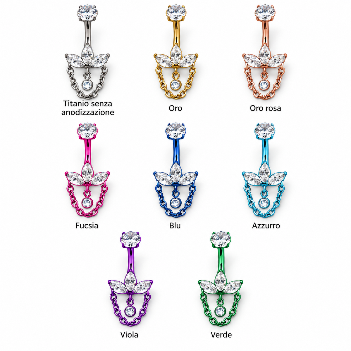Navel_Piercing_Titanio_Zirconi_Catenina_anodizzazione