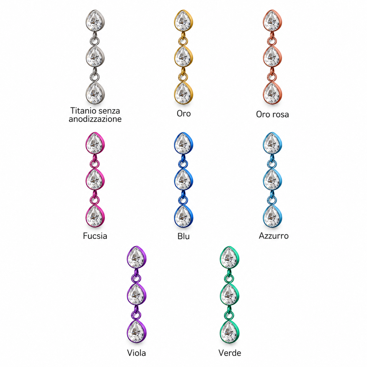 Piercing Labret Threadless "Triple Drop" - Titanio [S021]