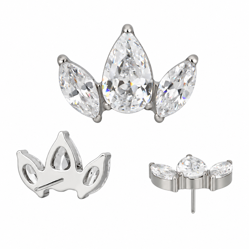 Piercing Labret Titanio Zirconi Petal Crown