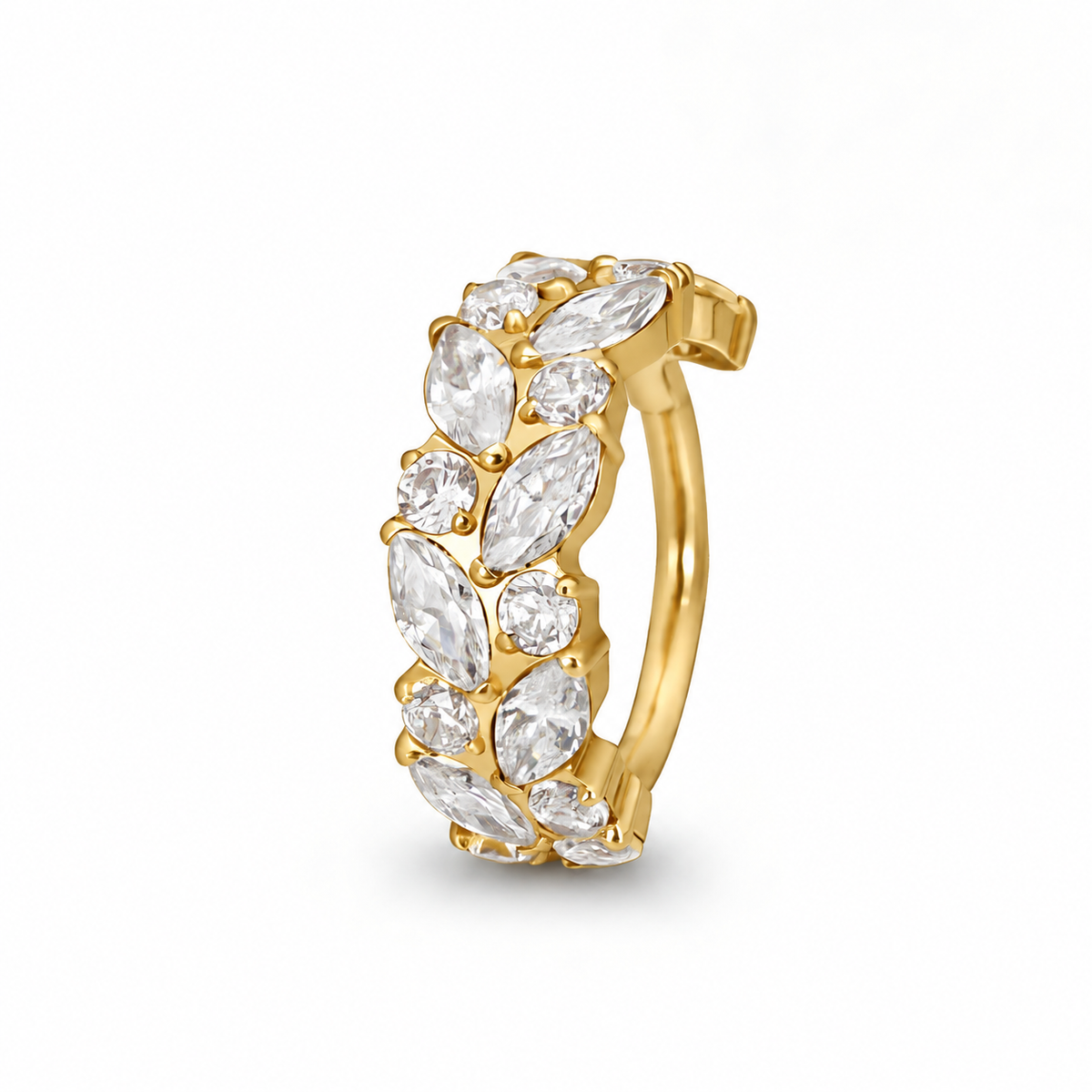 Piercing Ring Clicker "Foglie" - Titanio [T215]