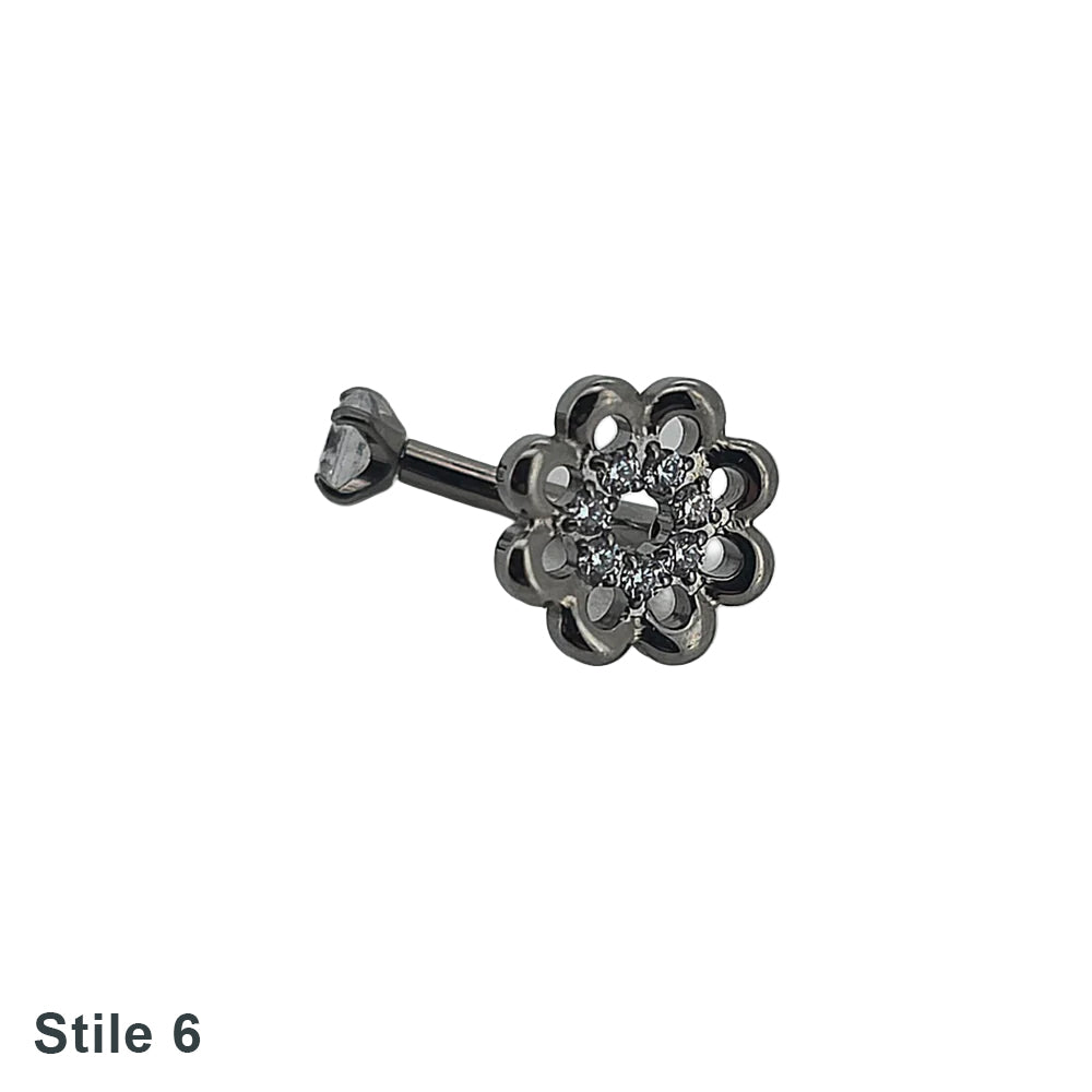 Piercing Rook fiore stilizzato [T285]