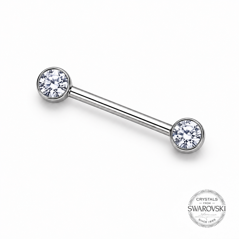barbell nipple swarovski titanio