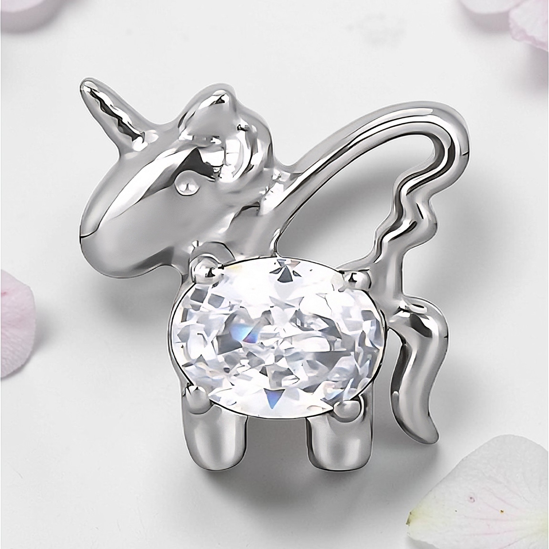 labret piercing unicorno zirconia