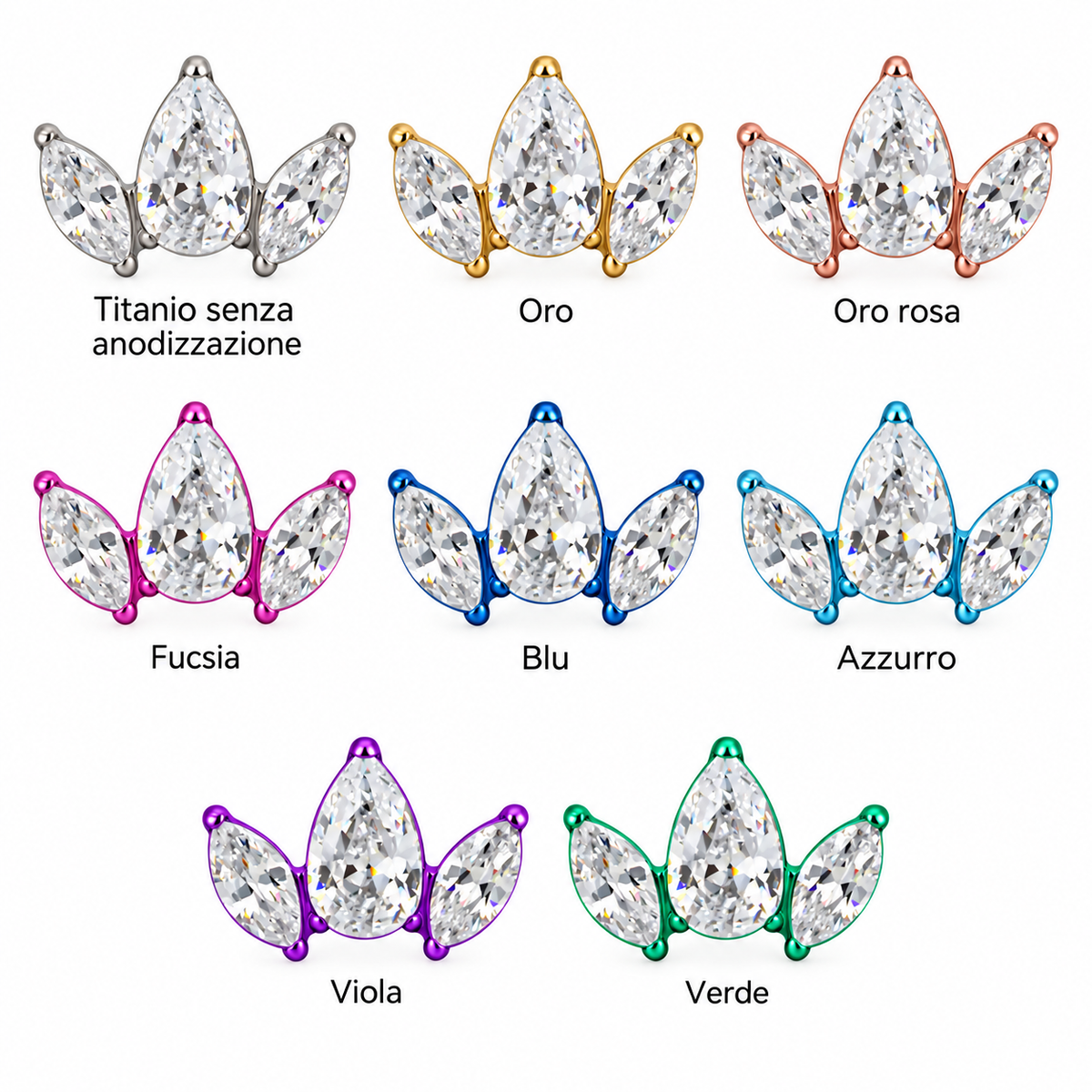 Piercing Labret Threadless "Petal Crown" - Titanio [S022]