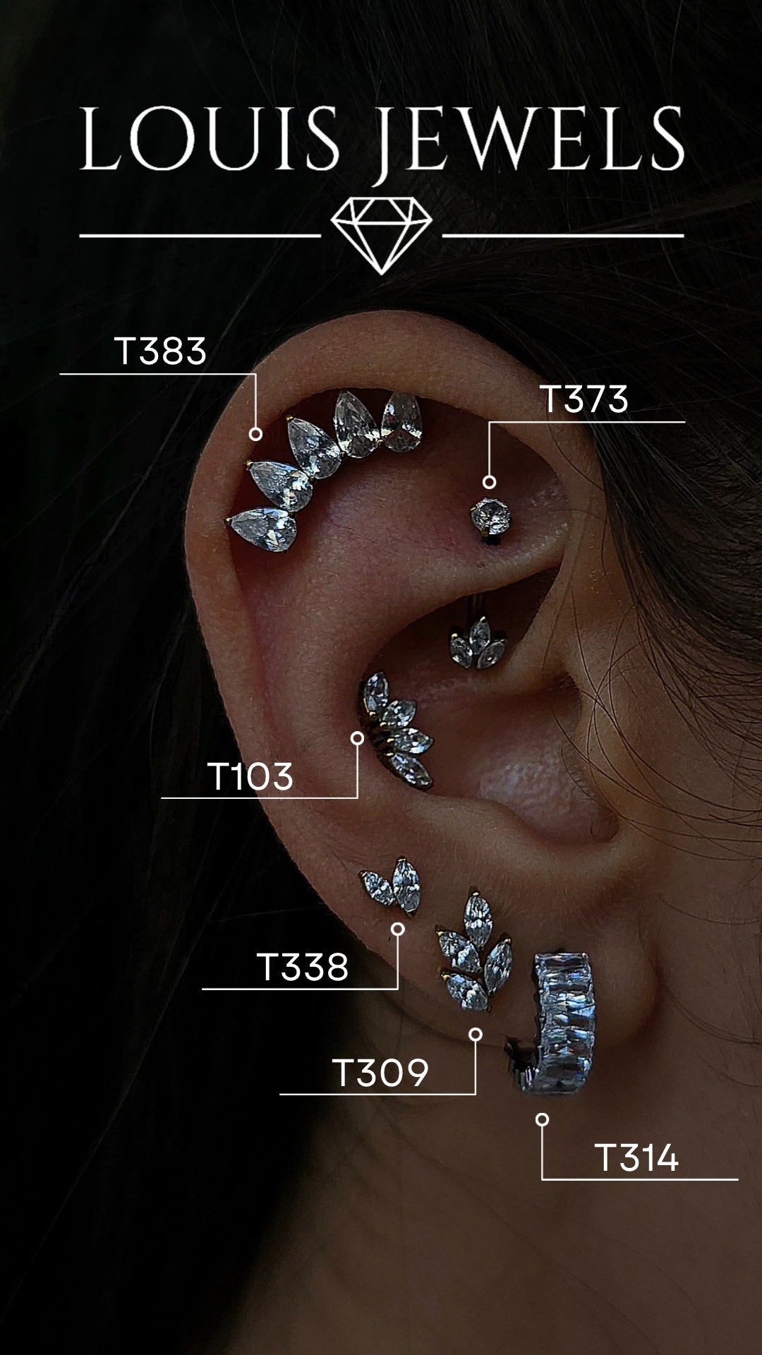 orecchini set piercing orecchio