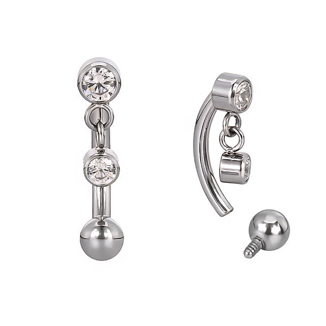 PIERCINGLINE Anello Clicker in Titanio | Palla con CRISTALLO PIERCINGLINE Anello Clicker in Titanio | Palla con CRISTALLO